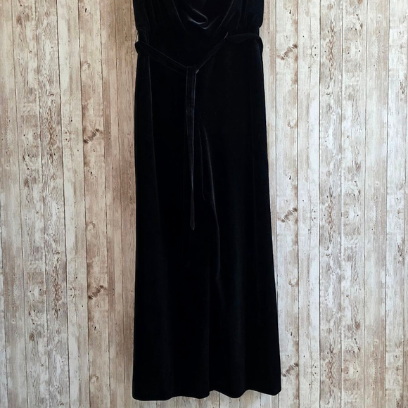 Vince Camuto Velvet Draped Neck Jumpsuit Wide Leg Full Length Black - Picture 3 of 13